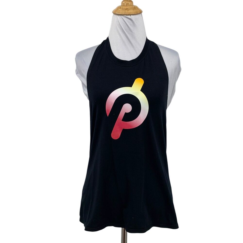 Peloton Tank Top Womens XS Extra Small Black Supima Blend Twist Back Big Logo